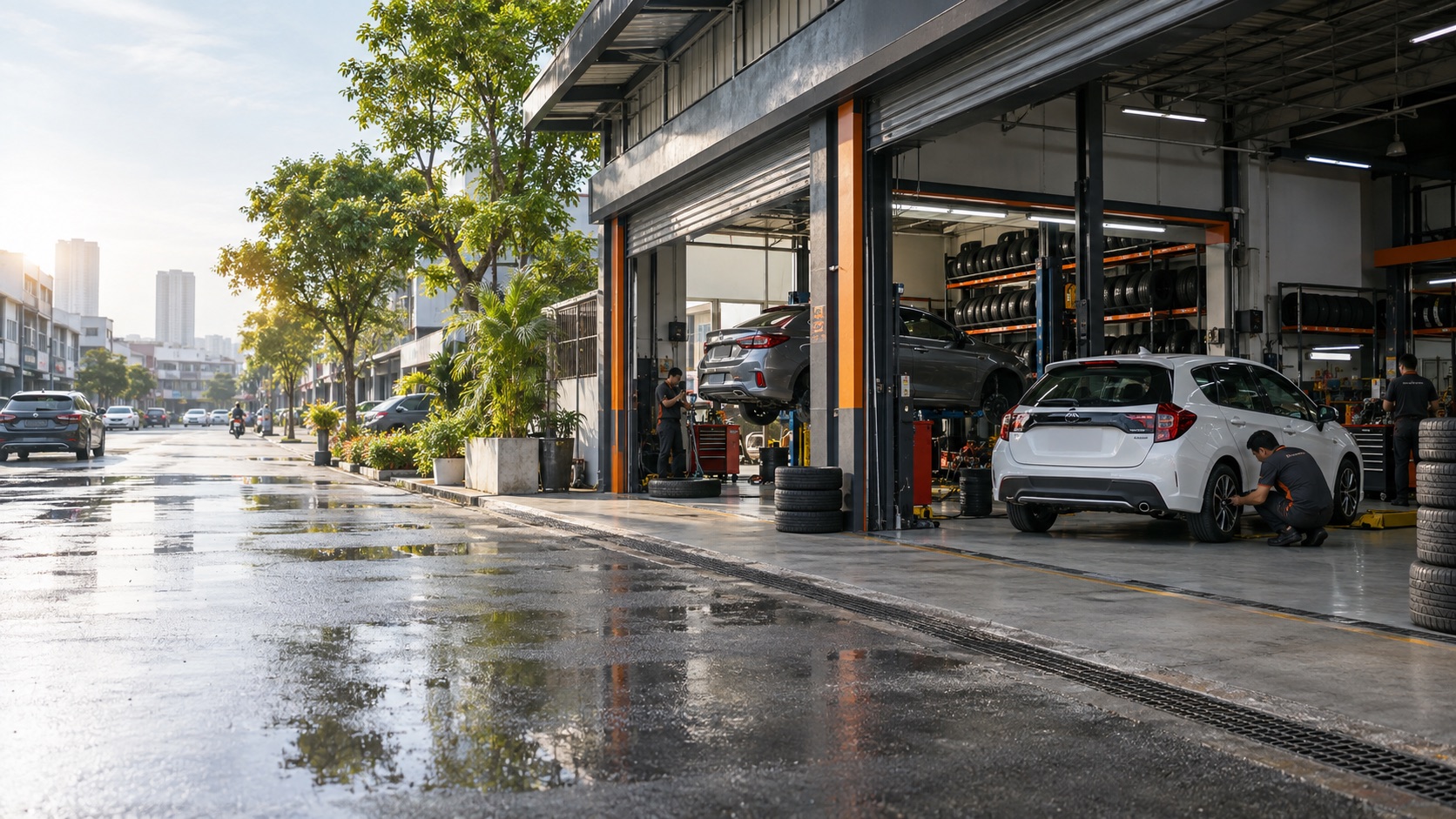 Modern Malaysian automotive workshop