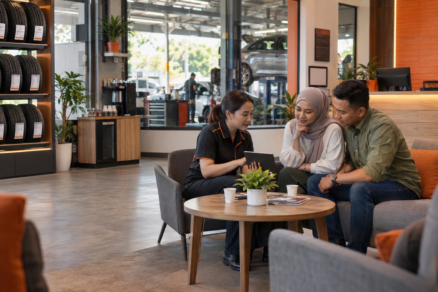 Customer receiving service advice